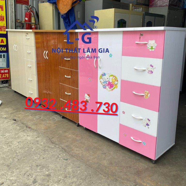 Tủ quần áo trẻ em bằng nhựa Đài Loan cao 1m25 màu trắng tinh TP.HCM