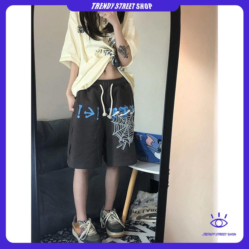 Quần Short Thể Thao In Họa Tiết Phong Cách Retro Mỹ Cho Cặp Đôi