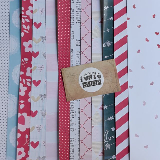 [CÓ SẴN] Kit trang trí Scrapbook For the love ❤ (Giấy họa tiết + Set sticker cắt sẵn)