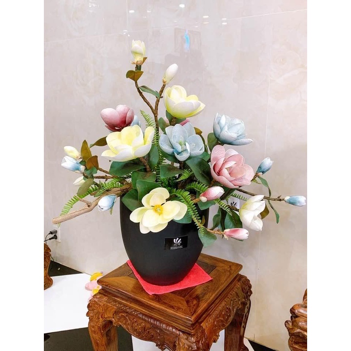 Mộc lan cánh gấp mở cao cấp. dk bông 20cm, cao 1m cành 2 bông lớn, phù hợp trang trí mọi không gian nhà cửa
