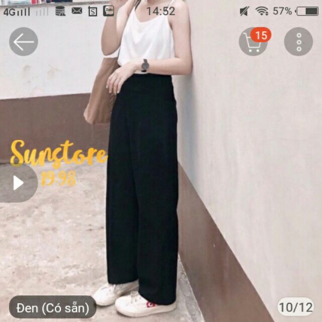 quần ống rộng của Sunstore.19.98 mình cần pass lại vì mình mua nhầm size, chưa mang lần nào còn tem đầy đủ.