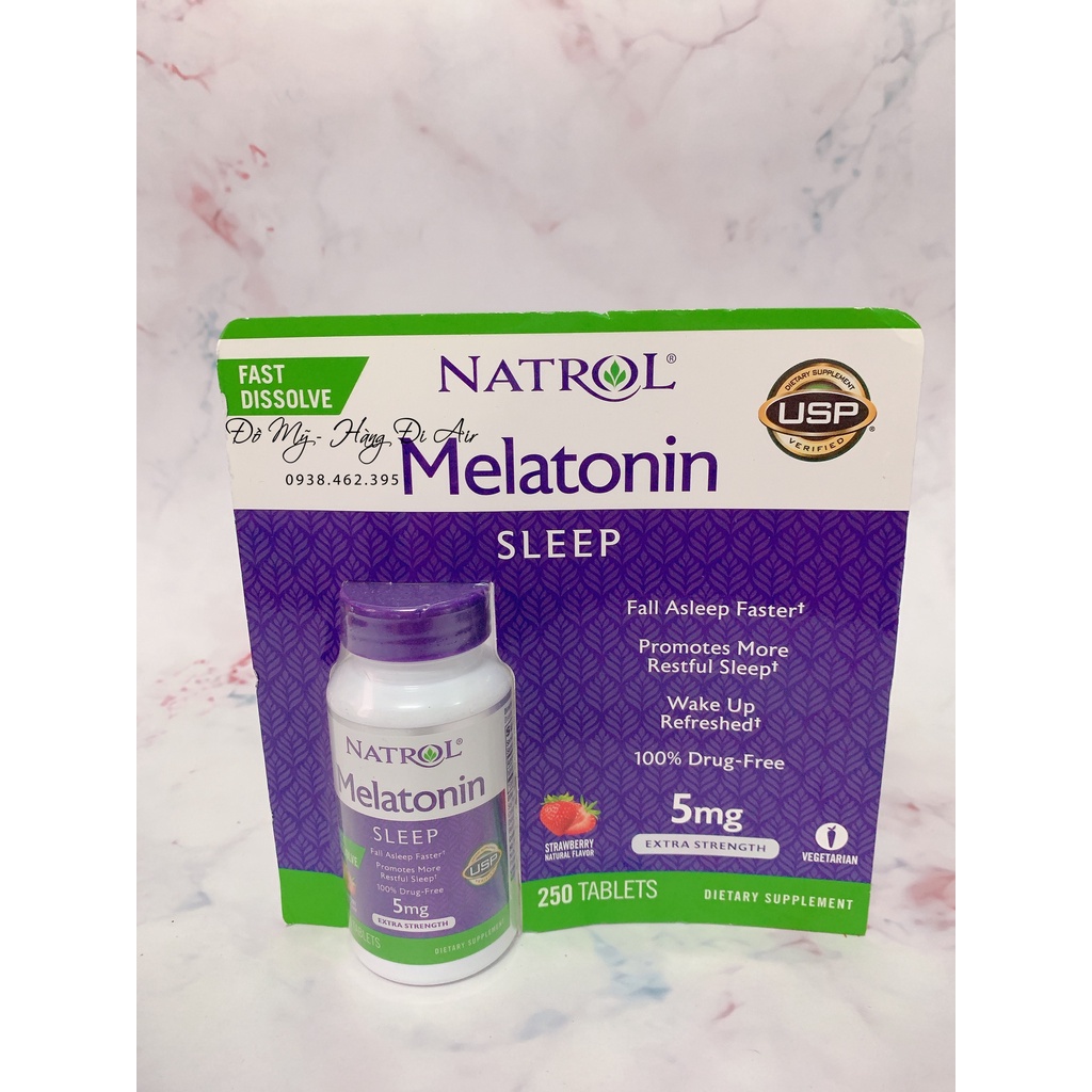 Viên ngậm Natrol Melatonin Sleep 5mg (Vị dâu) 250 viên