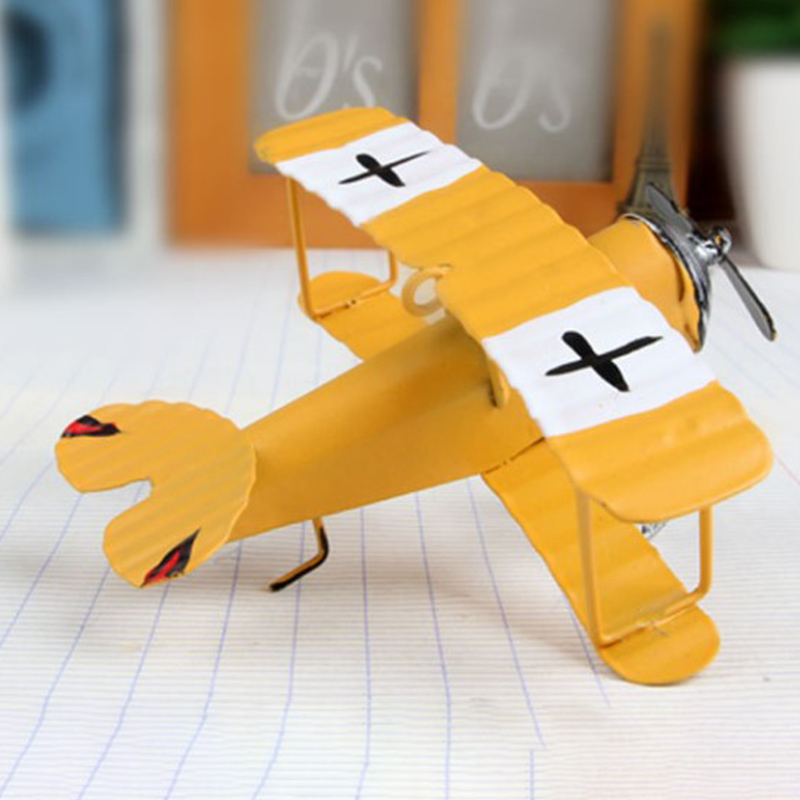 Mô Hình Máy Bay Biplane Mini Bằng Kim Loại Phong Cách Cổ Điển Trang Trí Nhà Cửa