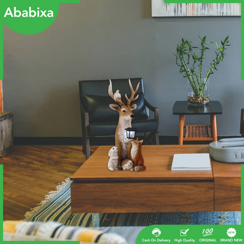 [Ababixa] Tượng Điêu Khắc Nghệ Thuật Hình Hươu Năng Lượng Mặt Trời Thiết Kế Đơn Giản Bằng Nhựa Resin Làm Quà Lưu Niệm Trang