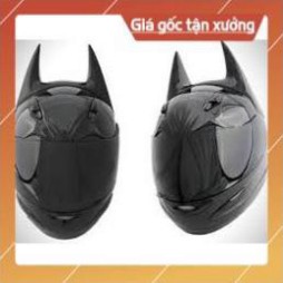 KHO SG-  [Giống ảnh] Mũ bảo hiểm Fullface AGU đen bóng - Asia mt136 đen nhám kèm sừng BATMAN chính hãng bảo hành 12th