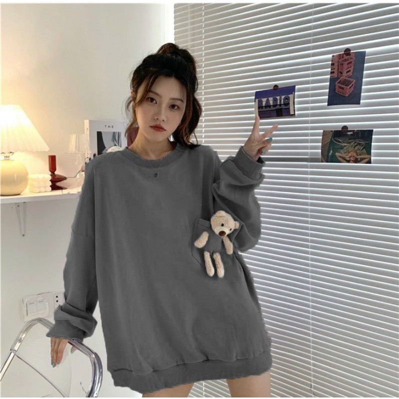 Áo sweater trơn unisex nam nữ có túi gấu thời trang thu đông(có video) | BigBuy360 - bigbuy360.vn