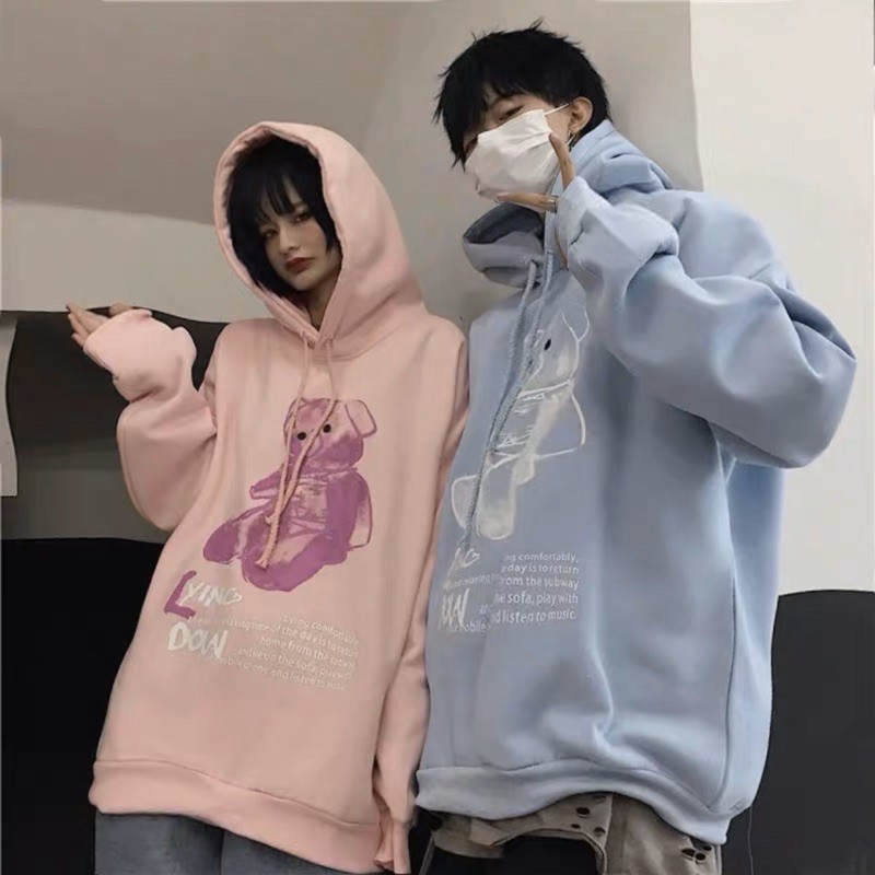 Áo hoodie unisex nỉ bông cotton dưới 70kg - Gấu bông Lyng Dow Daski phong cách ulzzang | BigBuy360 - bigbuy360.vn