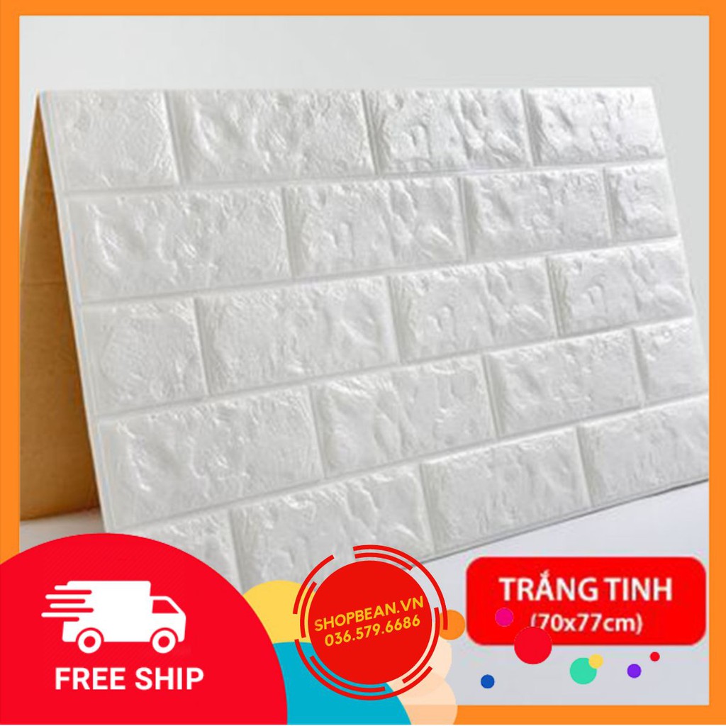 FREESHIP - Combo 10 Miếng Xốp Dán Tường Giả Gạch Khổ 70x77cm Cách Âm Cách Nhiệt Loại 5mm