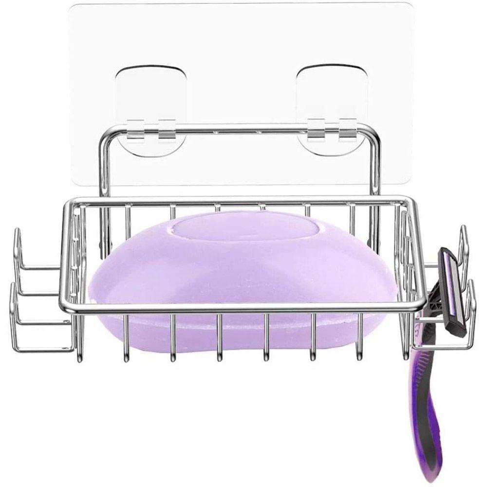 Khay Đựng Xà Phòng Tự Dính Kèm 4 Móc Treo Tiện Dụng Cho Nhà Bếp / Nhà Tắm