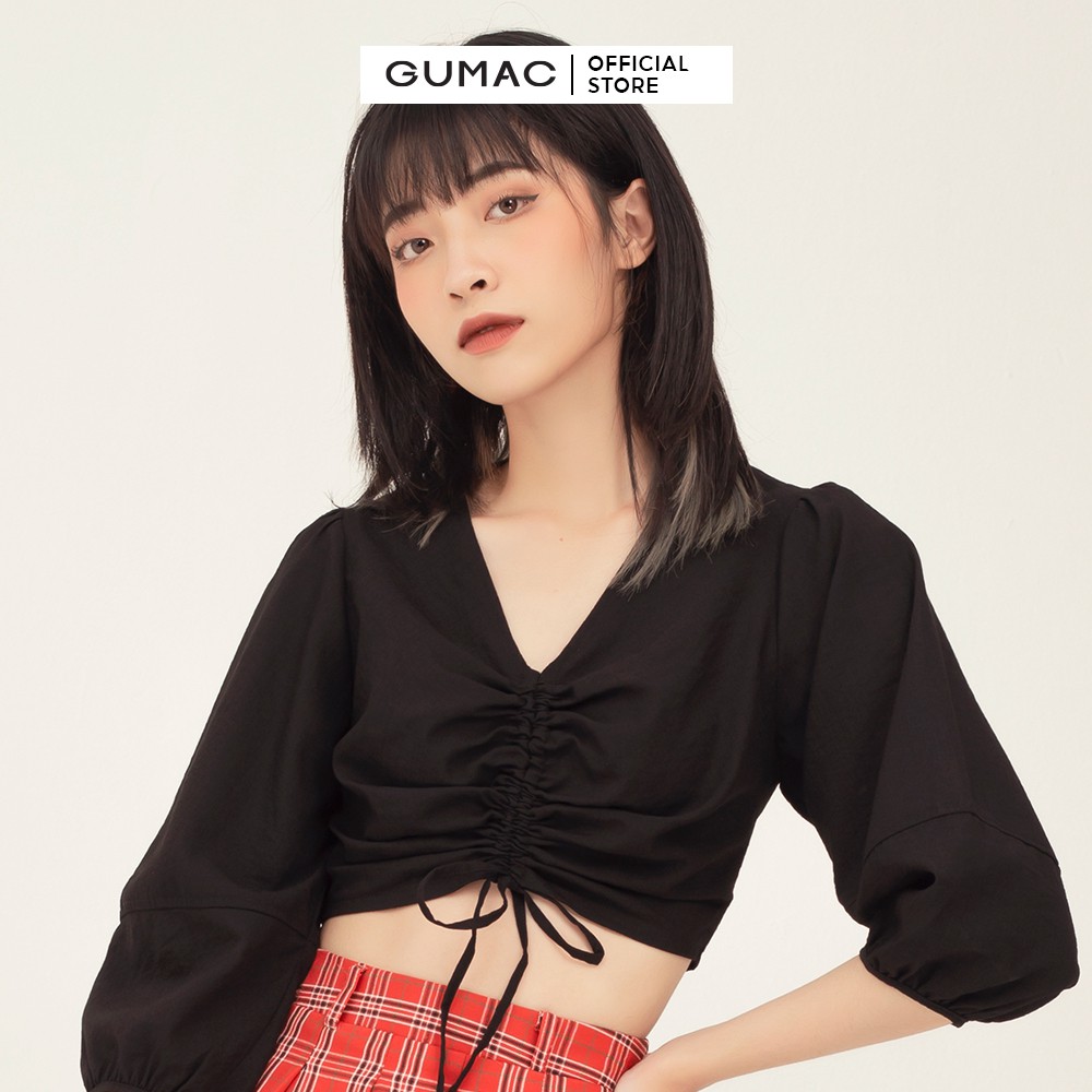 [Mã WABRGU100 giảm 15% đơn 249K tối đa 100k] Áo kiểu nữ nhún ngực tay phồng GUMAC phong cách sexy, unisex AB384 | BigBuy360 - bigbuy360.vn