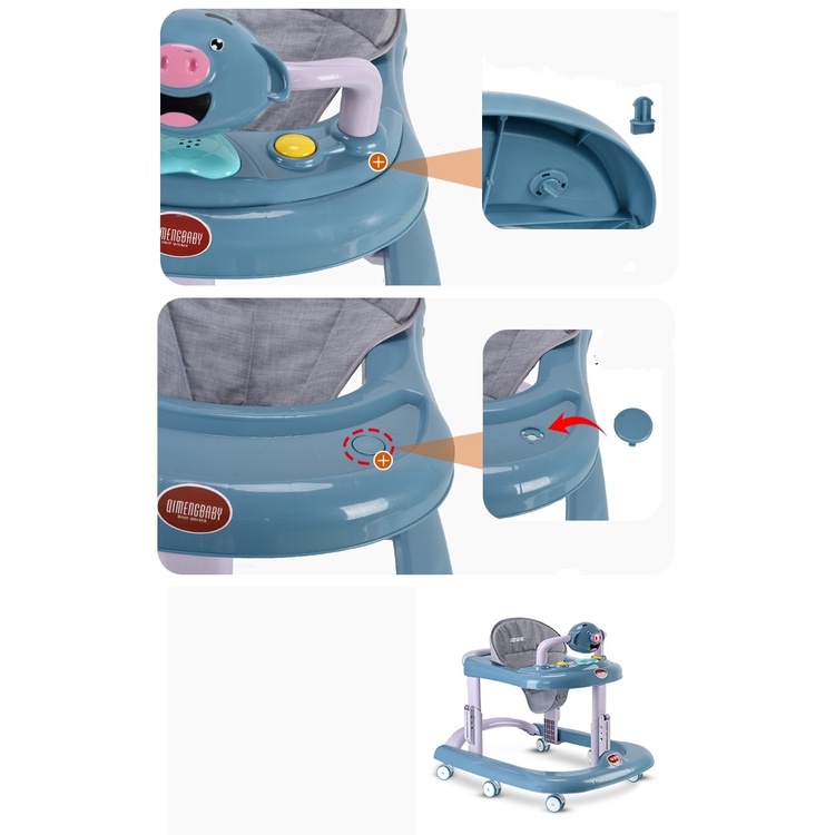 Xe tập đi xe chạy đa năng 2in1 chữ U cho bé có nhạc đèn 7 nấc chỉnh cao thấp dễ dàng