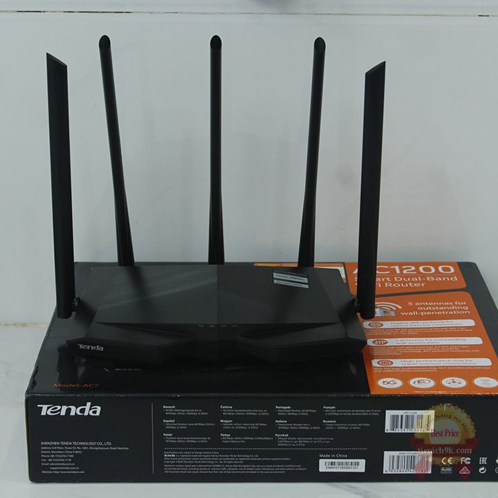 Router phát wifi Tenda AC7 5 râu xuyên tường 2 băng tần 2.4gHz 5gHz tốc độ 1200Mbps Có chức năng Repeater modem