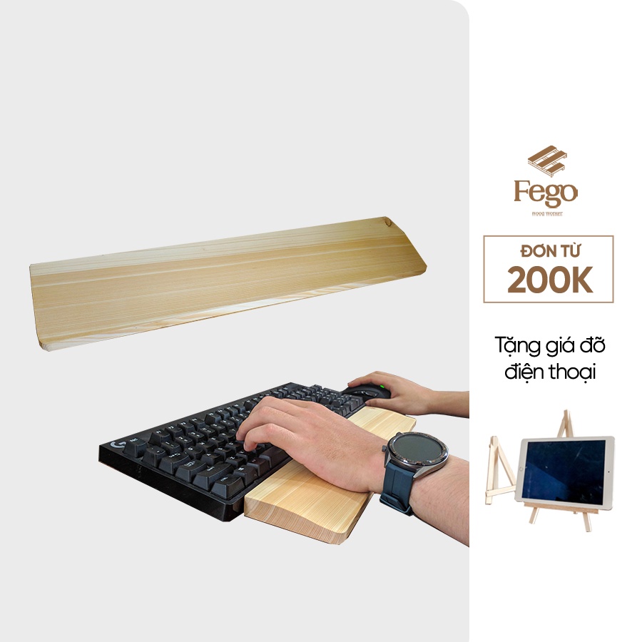 Kê lót tay bàn phím bằng gỗ tự nhiên chống trượt FEGO