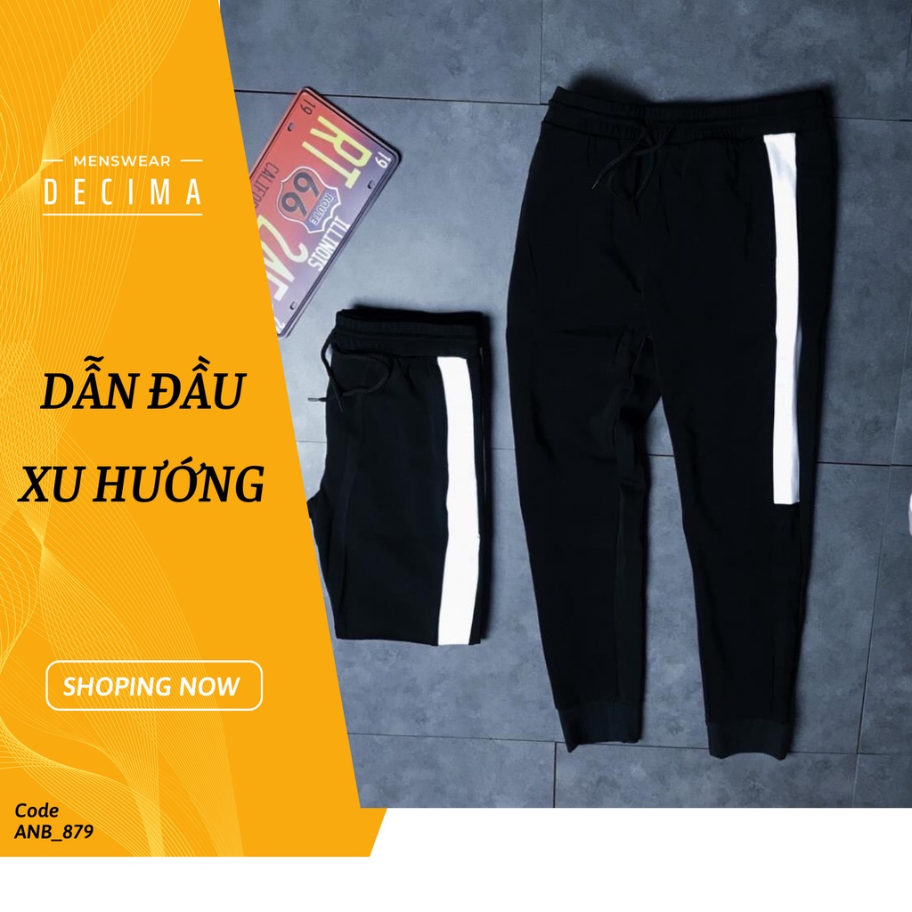 Quần Jogger Nam 1 Sọc Lửng Màu Trắng, Thời Trắng (Vải thun Co Dãn 4 Chiều)