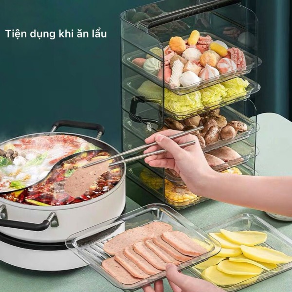 Kệ đĩa khay đựng thức ăn nhiều tầng nhà bếp, thức ăn lẩu