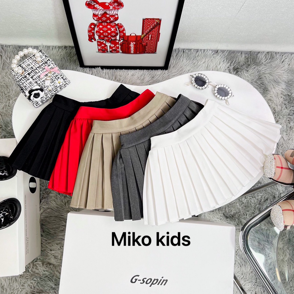 Chân váy xếp li bé gái kèm chip sang chảnh hàn quốc size 2-15