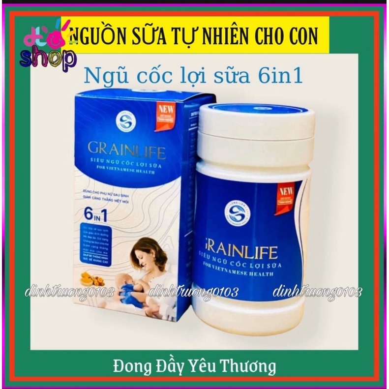 NGŨ CỐC LỢI SỮA GRAINLIFE 6IN1 - Ngũ cốc Lợi sữa Long Liên - Ngũ Cốc Long Liên - Bột ngũ cốc LOLIFOOD 500gr