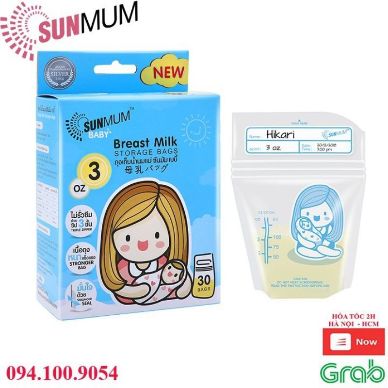 Hộp 30 túi trữ sữa Sunmum Thái Lan 100ml