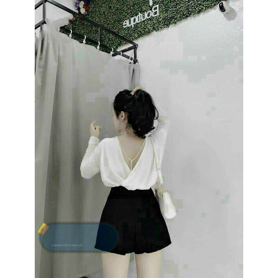 [HOT]ÁO KIỂU XOẮN LƯNG VỀ TRẮNG, ĐEN CO GIÃN YL81213