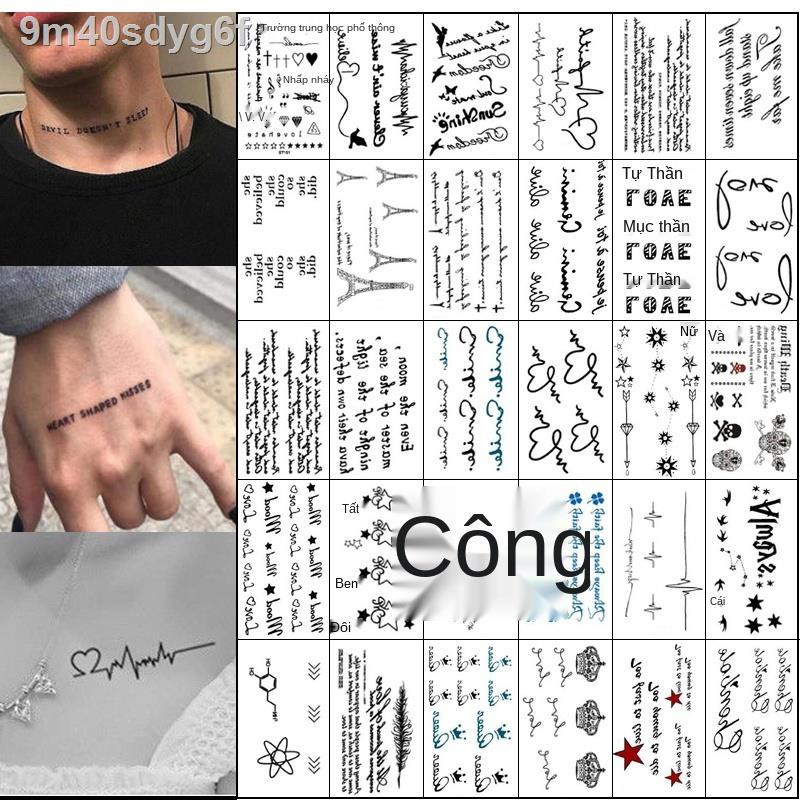 ⊙☌☢Hình xăm dán không thấm nước lâu dài chữ tiếng Anh nhỏ tươi Nhật Bản và Hàn Quốc cô gái tối INS cánh ta