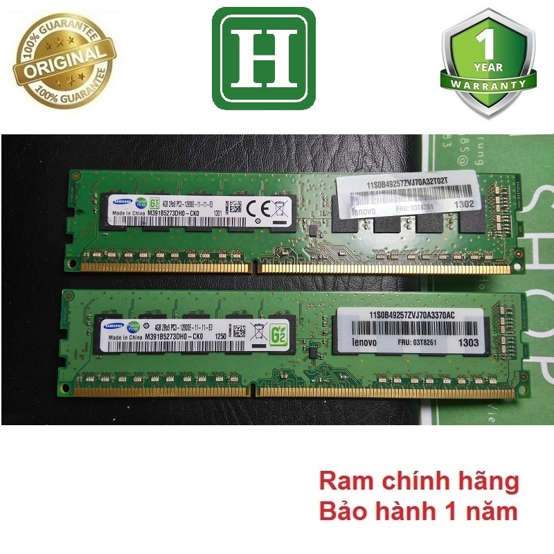 Ram ECC Unbuffered 8GB, 4GB DDR3 bus 12800E, 10600E và 8500E, ram zin siêu bên và ổn định, bảo hành 1 năm