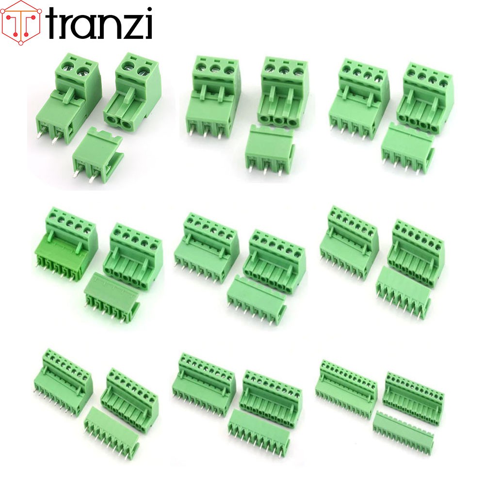 Cầu đấu 5.08mm 2EDG5.08 2P 3P 4P 5P 6P 7P 8P 9P 10P 11P 12P bộ đực cái chân cắm thẳng xanh