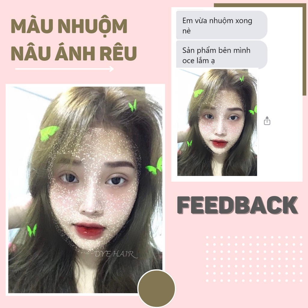 Thuốc nhuôm tóc, thuốc nhuộm tóc Nâu MATCHA không tẩy, DYE.HAIR, tặng kèm oxy trợ dưỡng và bao tay