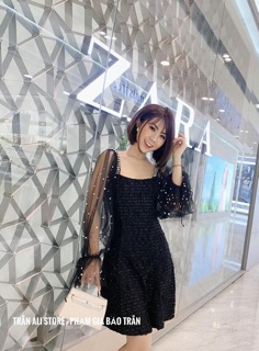 Váy dạ phối tay voan đính ngọc