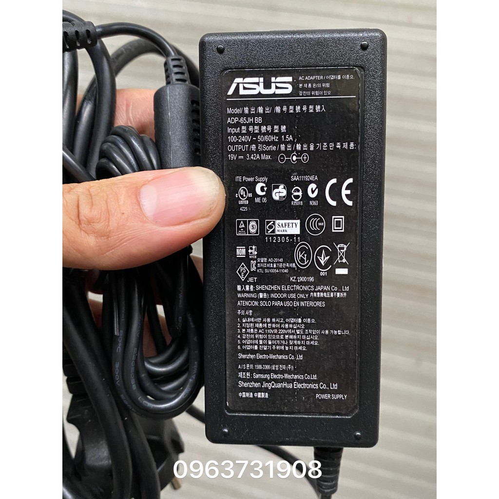 Sạc laptop Asus 19V-3.42A chính hãng zin bóc máy