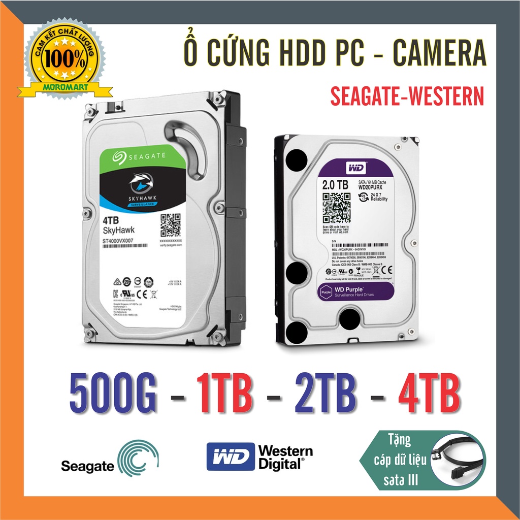 Ổ cứng HDD Seagate|Western 500GB – 1TB – 2TB – 4TB – 6TB (Tháo máy đồng bộ – mới trên 95%) – Bảo hành lỗi 1 đổi 1