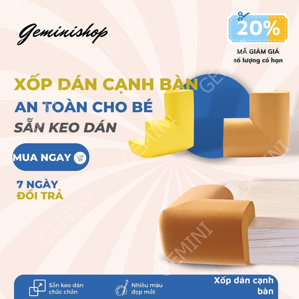 Xốp bọc cạnh bàn, góc bàn giữ an toàn cho bé mềm mại, tiện lợi XDCB01 GEMINI SHOP