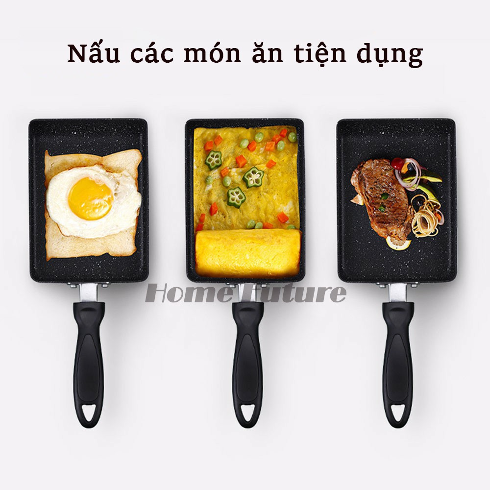 Chảo bếp từ mini chống dính hình nhật cao cấp, chảo chiên trứng hình chữ nhật