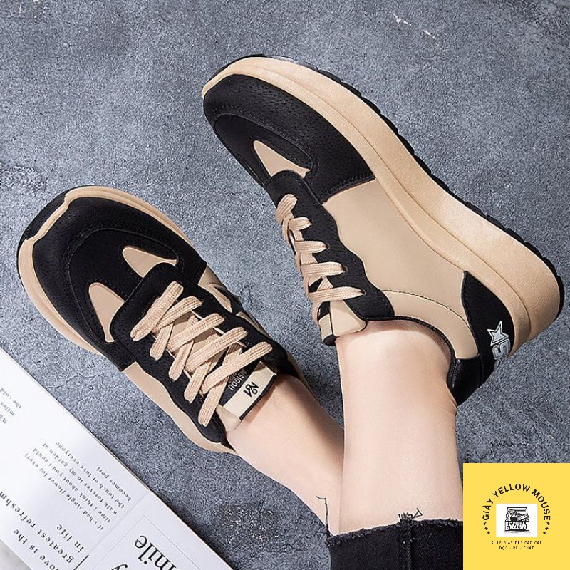 ( 2 màu) Giày thể thao sneaker nữ Ảnh Thật giày ULZZANG độn đế tôn dáng hoạ tiết  ngôi sao TMT