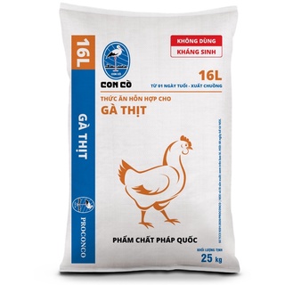 1 bao 25kg Cám Con Cò U16L Thức ăn hỗn hợp cho gà thịt từ 01 ngày tuổi - xuất chuồng