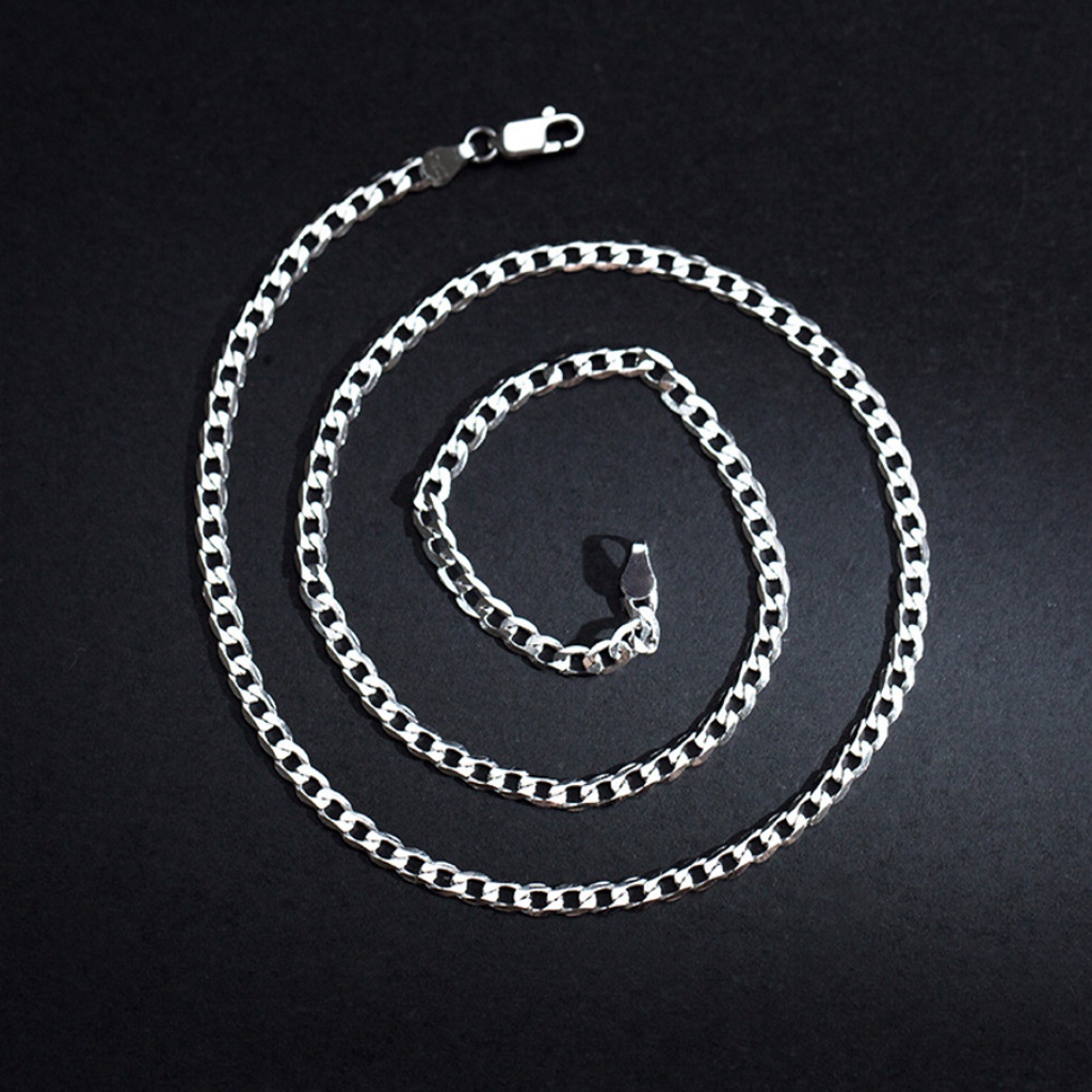 Dây chuyền nam nữ mạ bạc sáng bóng, phong cách thời trang hiphop, thép titan siêu biền không gỉ