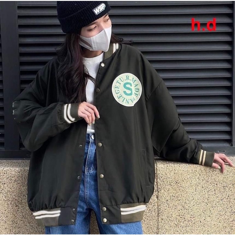 Áo khoác bomber S xanh HD12