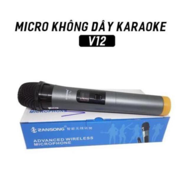 Micro Karaoke không dây v12+V10 cho loa kéo Daile / Aige / Zansong / Shuae V12 có màn hình LCD