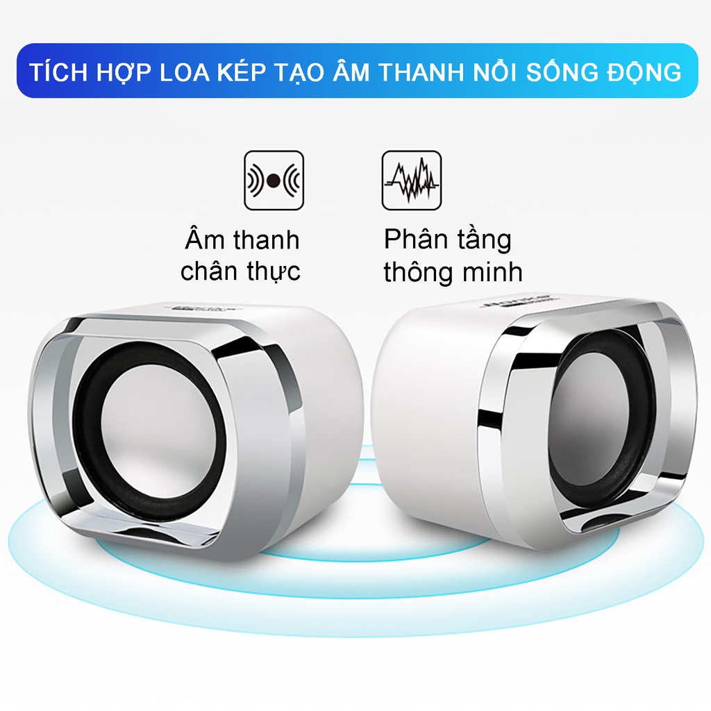 Loa máy tính có dây để bàn SIDOTECH XD12 mini âm thanh nổi 3 dải âm bass mid treble sống động chất liệu ABS – Chính hãng