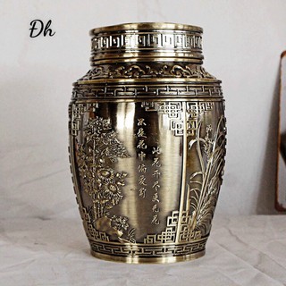 [ Hàng Chất ] Hộp Đựng Chè Hợp Kim Đồng Hoa Văn Cổ Sang Trọng Tinh Tế -Decor Bàn -Hộp Trà Đẹp