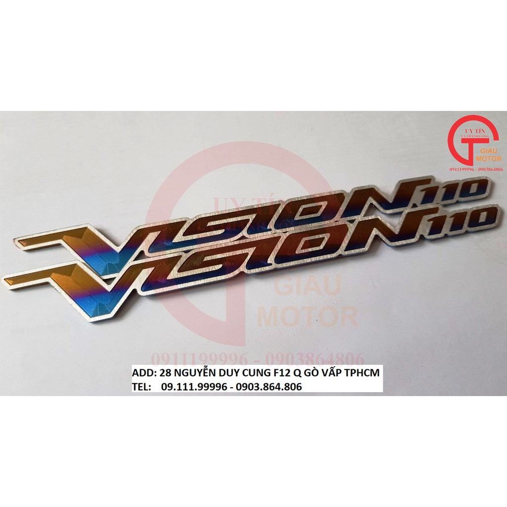 TITAN - CẶP CHỮ VISION DÁN XE BẰNG TITAN ĐẸP , BỀN