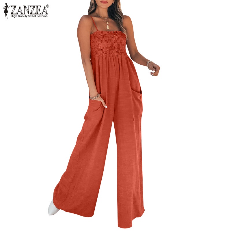 Áo liền quần Zanzea cổ vuông không tay thời trang dành cho nữ