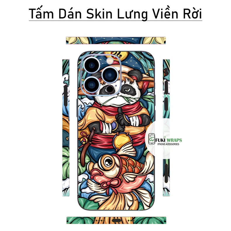 Tấm dán Skin Mặt Sau GấuTrúc FULL VIỀN Dành Cho 13prm , 12prm , 11prm , x, xsm , ip11 , ip12 , ip13 - FukiShop