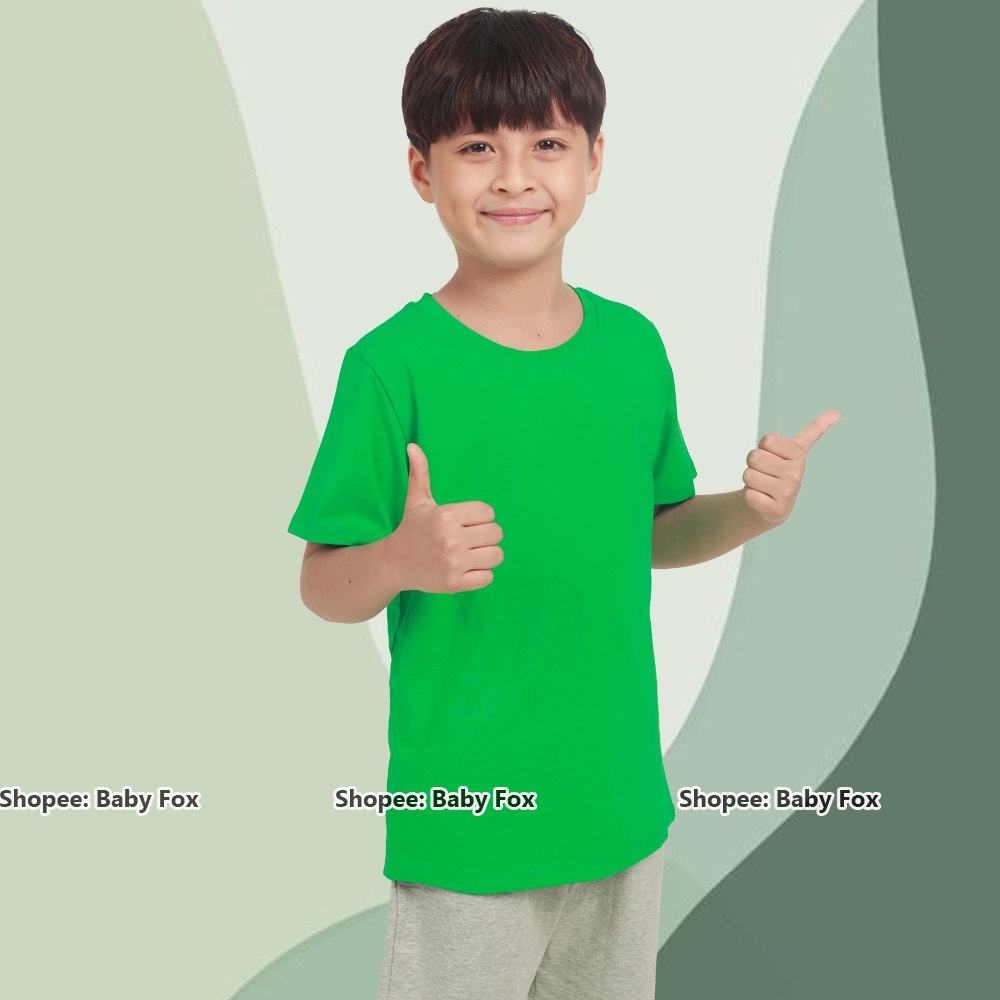 Áo thun trơn bé trai 100% cotton loại tốt, áo phông thương hiệu BABY FOX size nhí, trung, đại