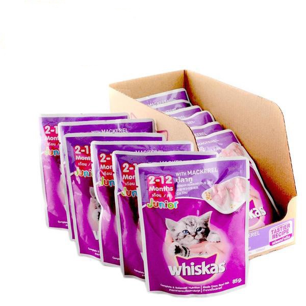 Combo Pate Whiskas Junior cho mèo con vị cá ngừ cá thu 80g