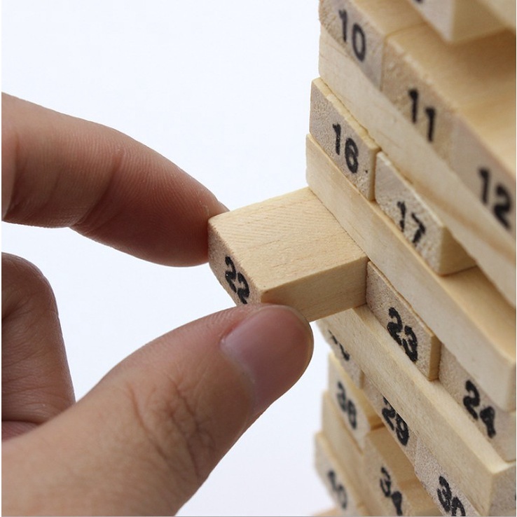 Đồ chơi rút gỗ xếp hình domino xả stress giải trí 54 thanh gỗ cho nhóm bạn
