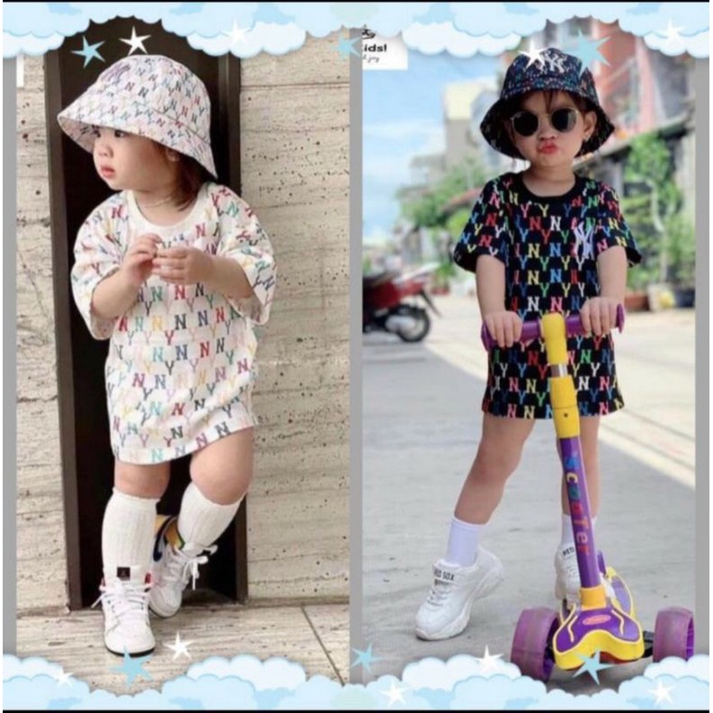 Váy N..y cotton mịn kèm mũ sành điệu cho bé gái