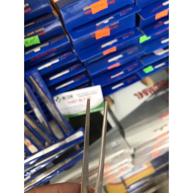 NHÍP NỈA Y TẾ THẲNG ĐẦU TÙ KHÔNG MẤU 12.5cm, KẸP PHẪU TÍCH THẲNG ĐẦU TÙ KHÔNG MẤU 12.5cm HÀNG PAKISTAN