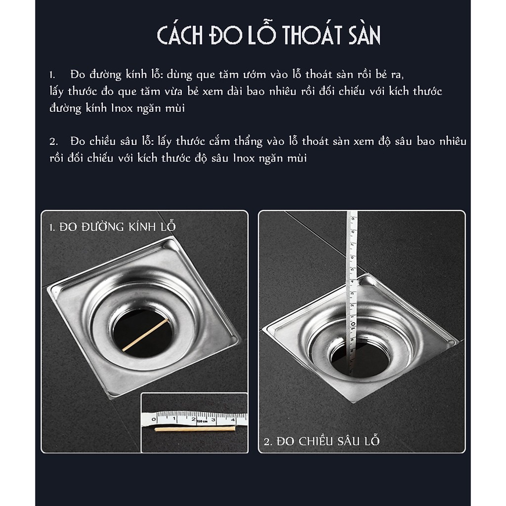 Phụ kiện Ngăn mùi nhà tắm - INOX 304 lắp thoát sàn chống mùi hôi ngăn vi khuẩn trào ngược