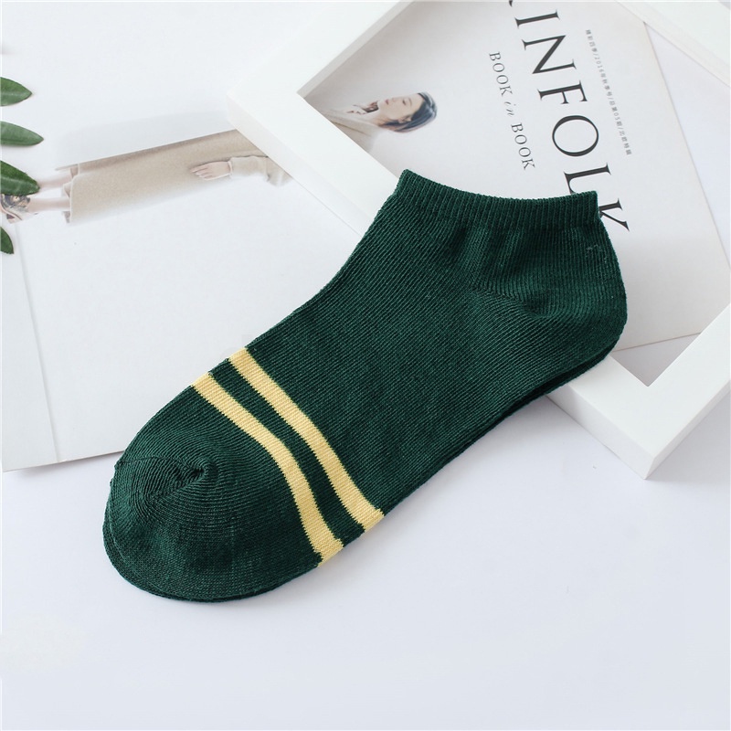 [Vớ nữ cổ thấp] Tất trơn sọc ngang 2 vạch điểm nhấn unisex cổ thấp màu trơn nhiều mẫu đáng yêu dễ phối đồ