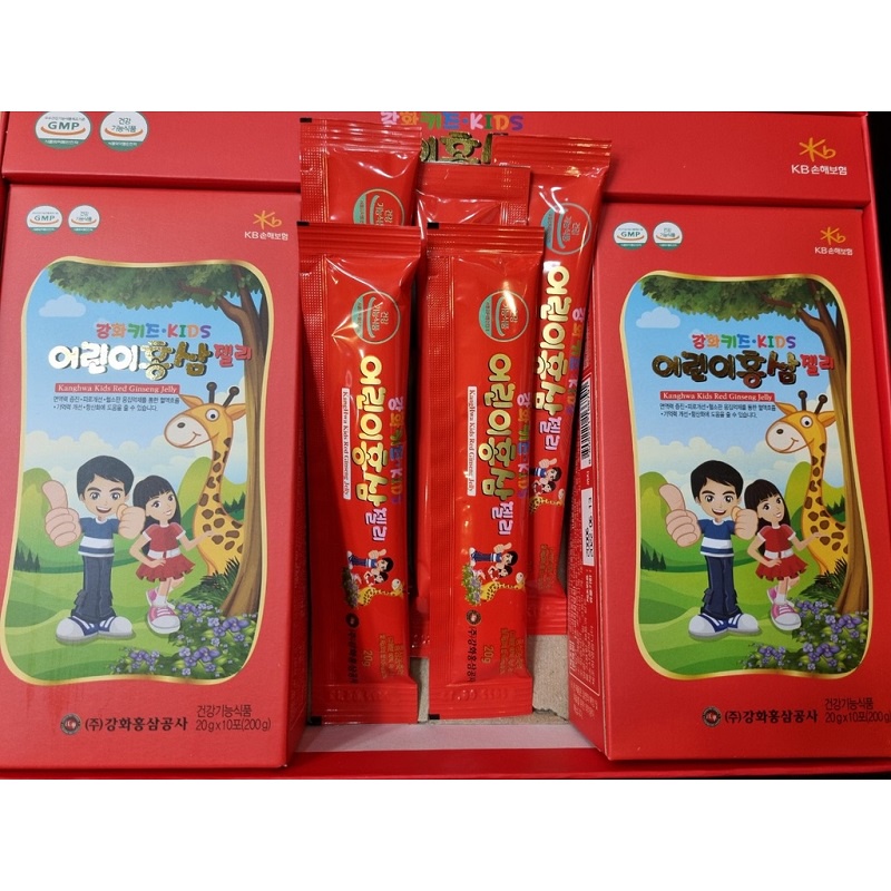 Thạch Hồng Sâm Trẻ Em Kanghwa Kids Red Ginseng Jelly Hàn Quốc, Hộp 30 Gói * 20g, Giúp Tăng Sức Đề Kháng